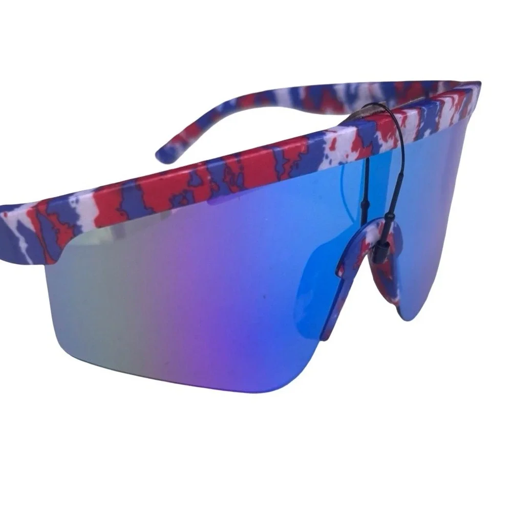 Panama Jack x Foster Grant Surf Sunglasses Unisex Blue Mirror Red White Blue NWT